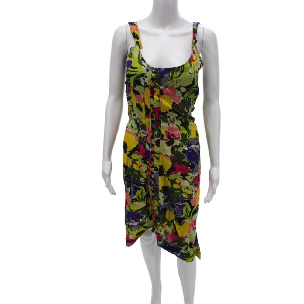 Laurence Bras Womens Tank Dress Green Floral Size 38